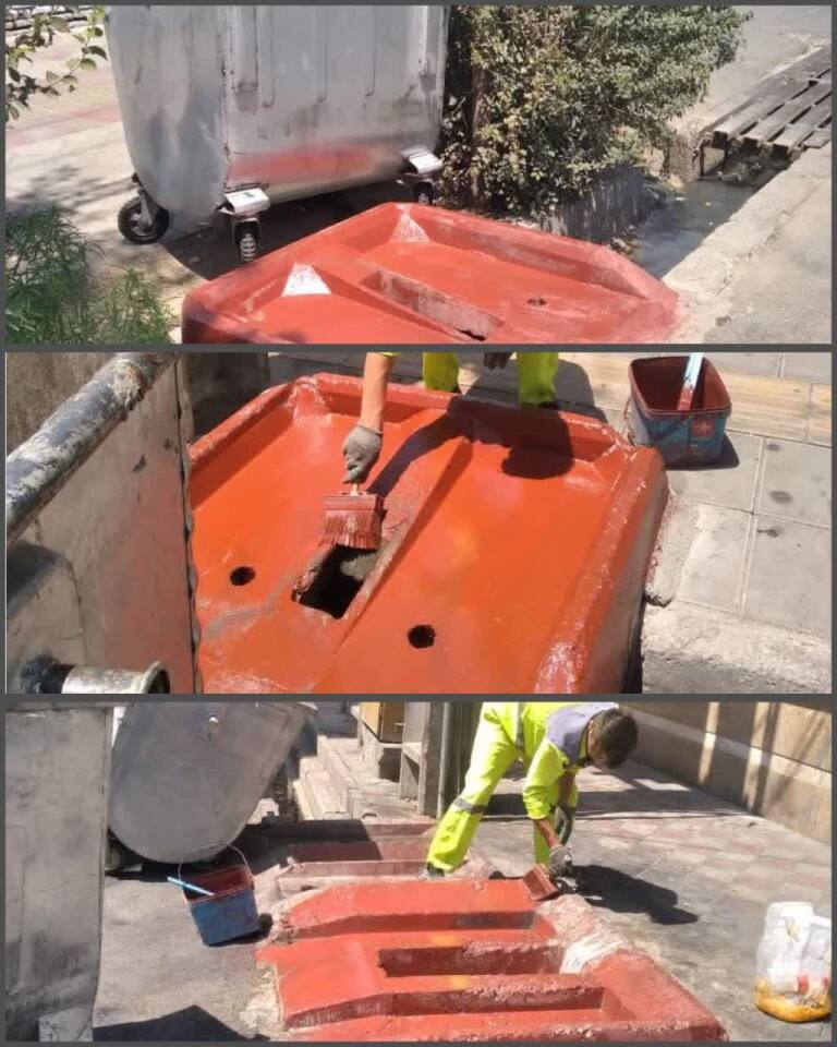  رنگ‌آمیزی پایه مخازن سطح شهر در راستای حفظ زیبایی بصری