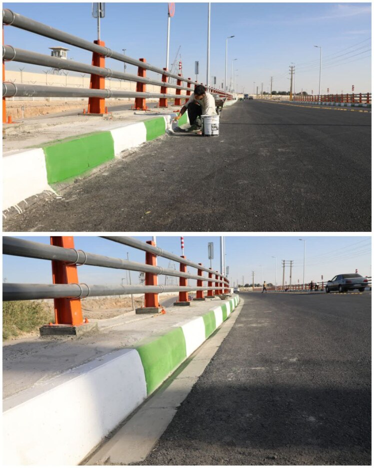  ادامه روند زیباسازی پل «سفیر امید» با اجرای عملیات رنگ‌آمیزی جداول