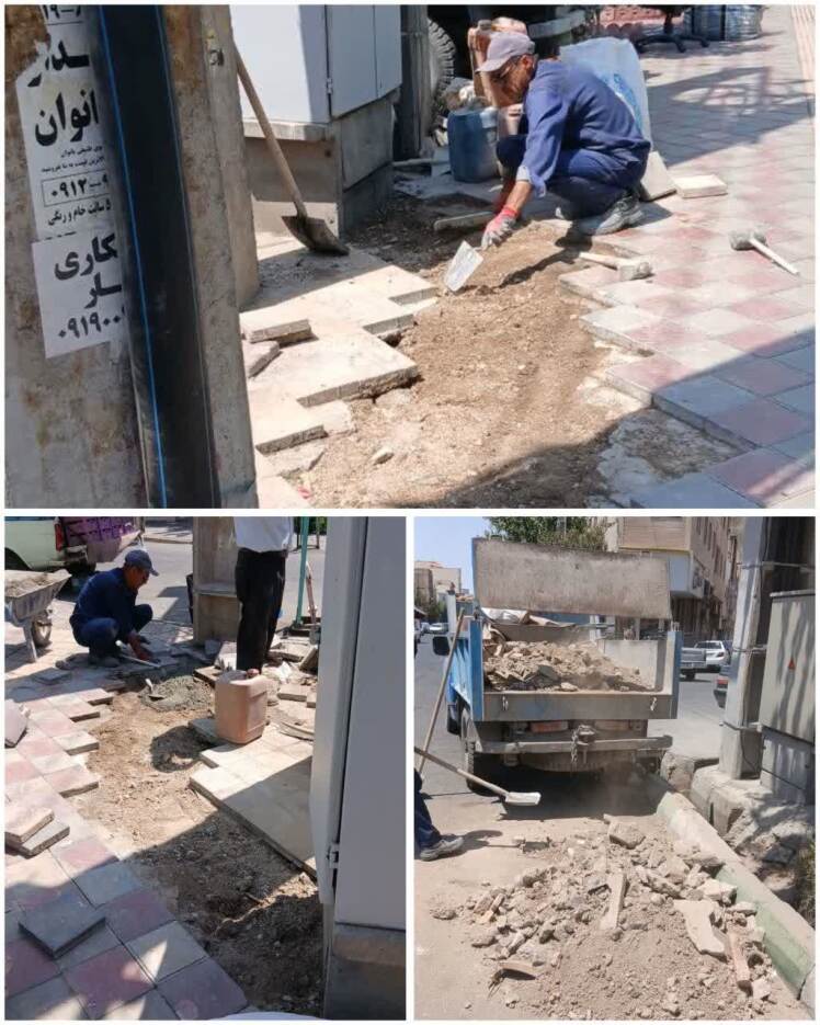 اتمام عملیات ترمیم کفپوش پیادهرو خیابان ۲۴ متری در باقرشهر