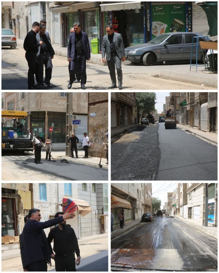 بازدید میدانی شهردار باقرشهر از روند آسفالت خیابان پاسداران