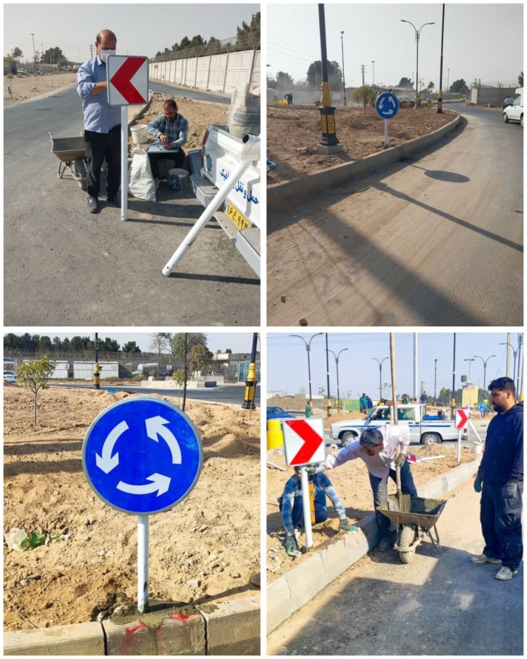  نصب تابلوها و علائم ترافیکی میدان نفت